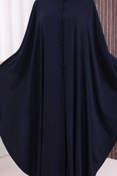 Düğme Detaylı Pelerin 70024 Lacivert - Resim 7