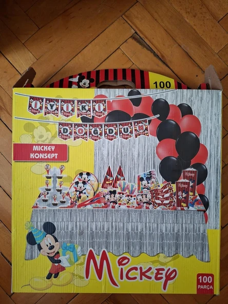 100 Parça Mickey Mause Konsept Doğum Günü Süsü - 1
