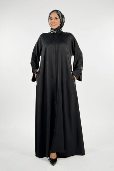 Çıt Çıt Düğmeli Ferace 70023 Siyah ürün görseli