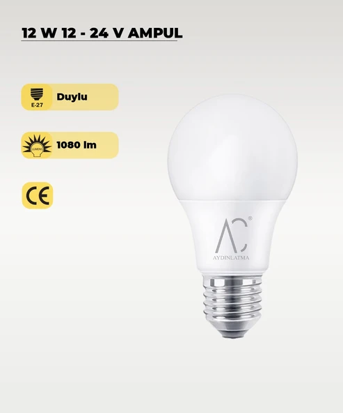 12W 12-24V  Ampul 6500K - Beyaz Işık - E-27 Duy ürün görseli