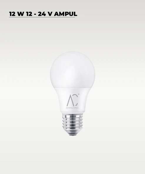 12W 12-24V  Ampul 6500K - Beyaz Işık - E-27 Duy - 10 ADET - 3
