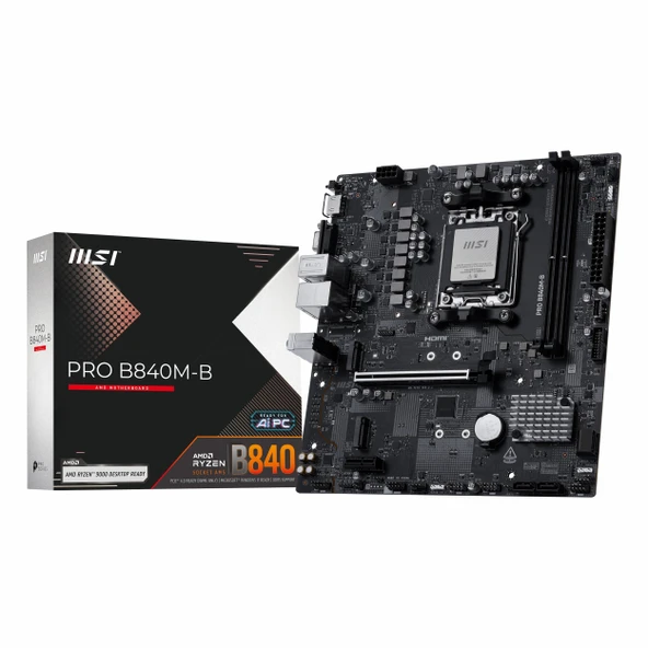 MSI Pro B840M-B DDR5 (8000MHz)OC M.2 VGA/HDMI PCIe 4.0 AM5 mATX Anakart ürün görseli 1