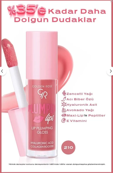 Golden Rose Plumped Lips Lip Plumping Gloss No: 210 ürün görseli