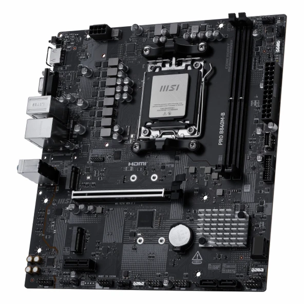 MSI Pro B840M-B DDR5 (8000MHz)OC M.2 VGA/HDMI PCIe 4.0 AM5 mATX Anakart - Resim 3
