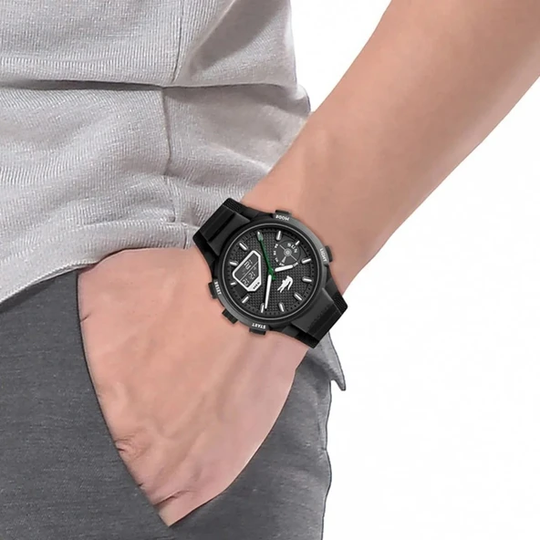 LACOSTE LAC2011365 SİYAH SİLİKON KORDON ANALOG/DİJİTAL ERKEK KOL SAATİ - 4
