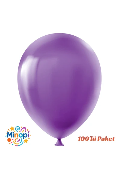 Minopi Mor Balon Desensiz Renkli Lateks Balon Normal Ebat 100'lü Paket
