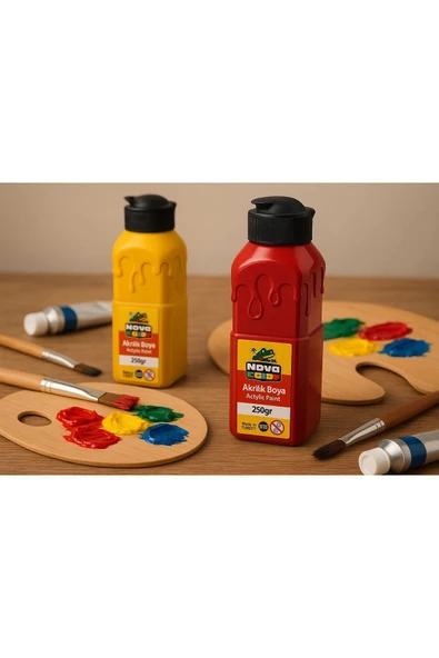 Nova Color Lila Akrilik Boya 250 gr 1 Adet Su Bazlı Akrilik Boyası Hobi Sanatsal Boy Tuval Ahşap Metal - 3