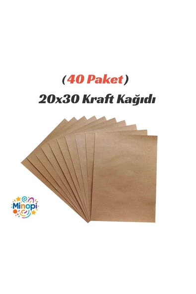 Minopi 40 Paket Kraft Kağıt 90 gr Saman Kağıt 20x30 Paketi 100'lü
