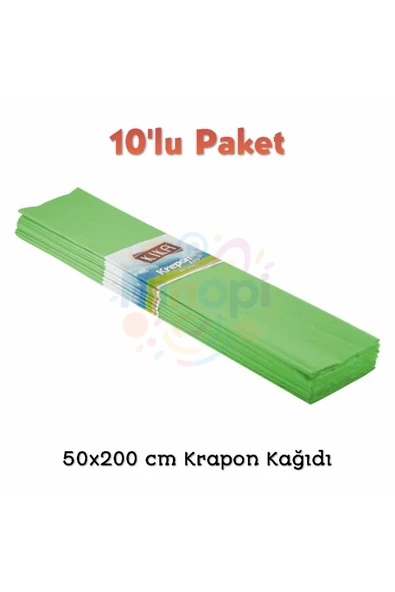 Minopi Fıstık Yeşili Krapon Kağıdı 50x200 cm Renkli Grapon Kağıdı Okul Kreş Etkinlik Setleri için