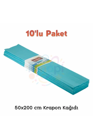 Minopi Açık Mavi Krapon Kağıdı 50x200 cm Renkli Grapon Kağıdı Okul Kreş Etkinlik Setleri için