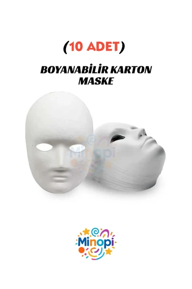 Minopi 10 Adet, Karton Maske, Boyanabilir, Eğitici Maske Boyama, Etkinlik Ve Hobi Maskesi - 1