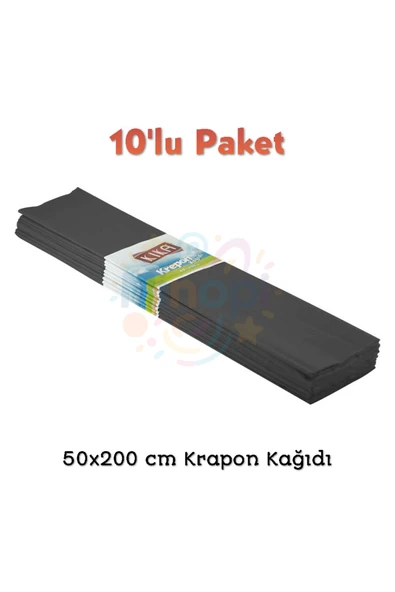 Minopi Siyah Krapon Kağıdı 50x200 cm Renkli Grapon Kağıdı Okul Kreş Etkinlik Setleri için