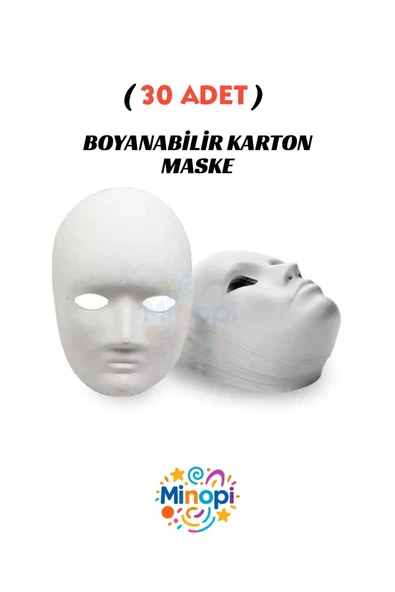 Minopi 30 Adet, Karton Maske, Boyanabilir, Eğitici Maske Boyama, Etkinlik Ve Hobi Maskesi - 1