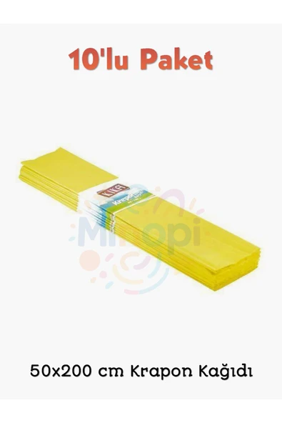 Minopi Sarı Krapon Kağıdı 50x200 cm Renkli Grapon Kağıdı Okul Kreş Etkinlik Setleri için