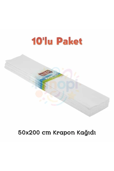 Minopi Beyaz Krapon Kağıdı 50x200 cm Renkli Grapon Kağıdı Okul Kreş Etkinlik Setleri için