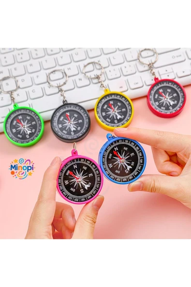 Minopi 75 Adet Pusula Anahtarlık Renkli Plastik Küçük Pusula Okul Deney Gezi Cep Pusulası Manyetik Hediye - 2