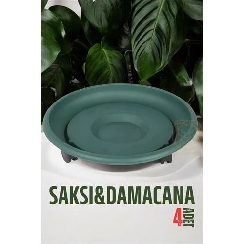 CEYLAN ADAM Tekerlekli Saksı Altığı 4 ADET 37 CM YEŞİL