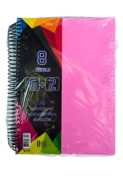 a4 boy 6+2 ayraçlı defter dersane defteri (6 kareli 2 çizgili ) 200 yaprak 8 bölümlü udep - 6
