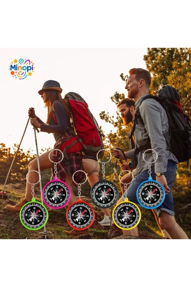 Minopi 75 Adet Pusula Anahtarlık Renkli Plastik Küçük Pusula Okul Deney Gezi Cep Pusulası Manyetik Hediye - 5