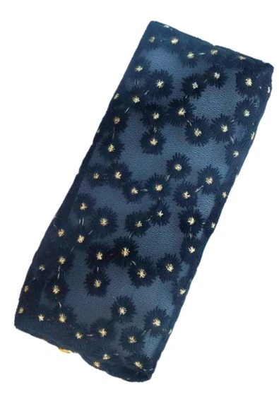 tek bölmeli çiçek işlemeli file kalemlik transparan siyah1 adet - Resim 3