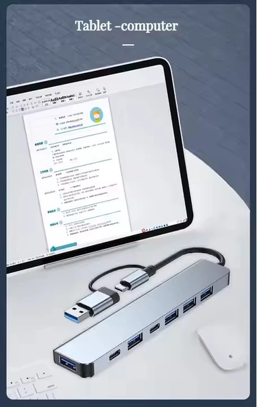 1 TO 7 USB Çoğaltıcı Çoklayıcı USB Type-C Hub Port Adaptör - 3
