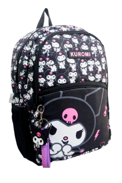 kuromi li  3 bölmeli ilk okul çantası siyah model - Resim 2
