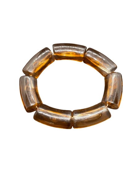 Kahverengi Parlak Reçine Kemik Model Esnek Lastikli Bijuteri Bileklik | Vintage ve Şık ürün görseli 1