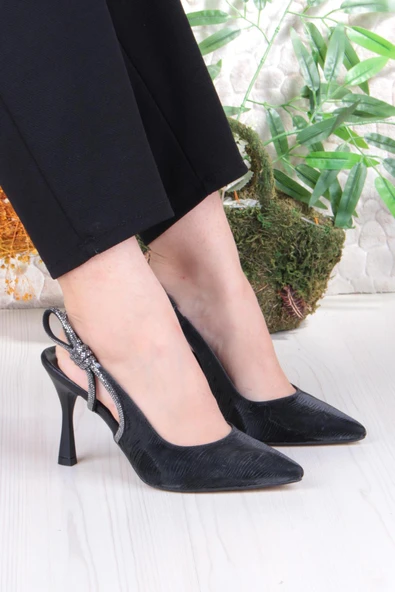 Fort 35388 Jena Simli Taş Büzgü Detaylı Önü Kapalı Arkası Açık Topuklu Kadın Ayakkabı ürün görseli