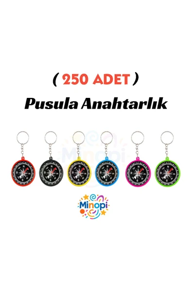 Minopi 250 Adet Pusula Anahtarlık Renkli Plastik Küçük Pusula Okul Deney Gezi Cep Pusulası Manyetik Hediye