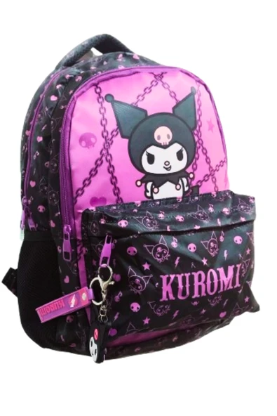 kuromi li  3 bölmeli ilk okul çantası siyaha mor - Resim 2
