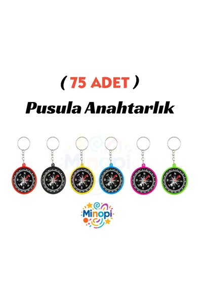 Minopi 75 Adet Pusula Anahtarlık Renkli Plastik Küçük Pusula Okul Deney Gezi Cep Pusulası Manyetik Hediye