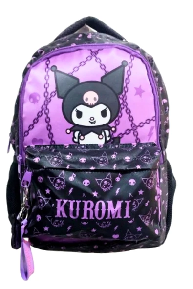 kuromi li  3 bölmeli ilk okul çantası siyaha mor ürün görseli 1