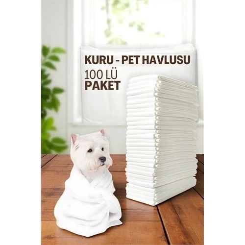 Pet Havlusu - Kedi Köpek Banyo Havlusu Tek Kullanımlık Kuru Havlu 40X80 CM 100 Adet ürün görseli 1