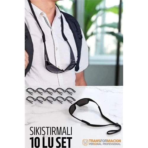 Gözlük İpi Ayarlanabilir Sıkıştırmalı Gözlük İpi 10 lu SET ürün görseli