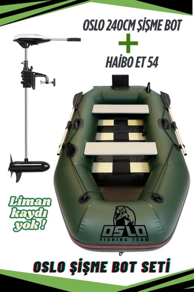 Oslo Fishing Team 2.40mt Haki Şişme Bot Haibo ET-54 Deniz-Göl Bot Seti - 1