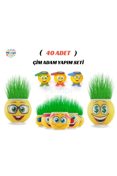 Minopi 40 Kutu Emoji Çim Adam Yapım Seti Okul Eğitici Deney Seti Çim Adam Seti