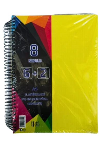 a4 boy 6+2 ayraçlı defter dersane defteri (6 kareli 2 çizgili ) 200 yaprak 8 bölümlü udep - 7