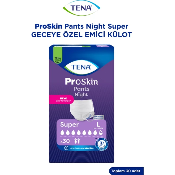 TENA Proskin Pants Night Large Büyük Beden Gece İçin Süper Emici Külot 30'lu Paket