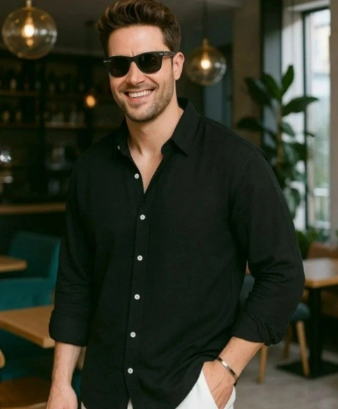 Erkek Uzun Kollu Regular Sofya Keten Gömlek ürün görseli