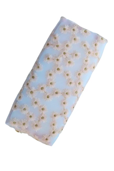 tek bölmeli çiçek işlemeli file kalemlik transparan pembe 1 adet - Resim 3