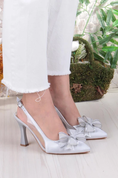 Fort 35387 Jena Simli Taşlı Fiyonk Detaylı Önü Kapalı Arkası Açık Topuklu Kadın Ayakkabı - Resim 10