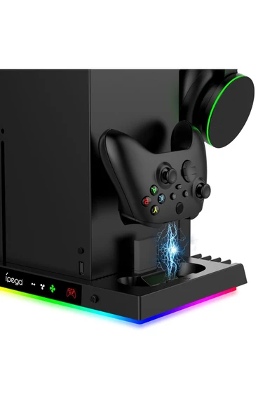 İpega PG-XBX023S XBOX Series X Multi Fonksiyonel RGB Işıklı Askılı Şarj İstasyonlu Soğutucu Stand - Resim 5