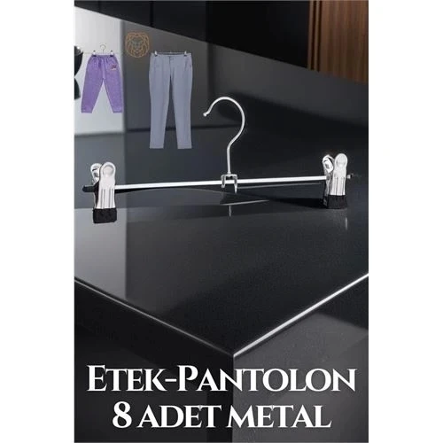 Metal Etek Pantolon Askısı - Mandallı Etek Askısı Pantolon Askısı 8 Adet - 1