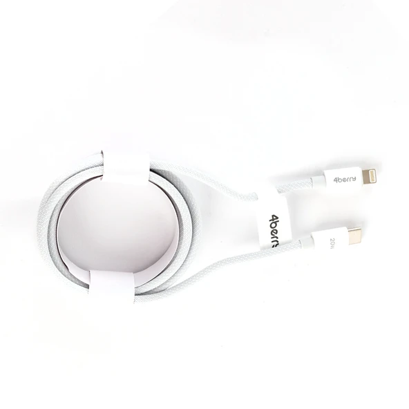 ECO-CL Örgülü Beyaz  USB-A›Lightning Kablo – 1.2 m,2.4 A Hızlı Şarj - 2