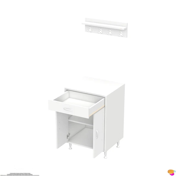 Modilayn QPLAS (M) Set Ocak Altı Dolap 65x88x48 cm. Çekmeceli, kapaklı, raflı ve baharat raflı - 9