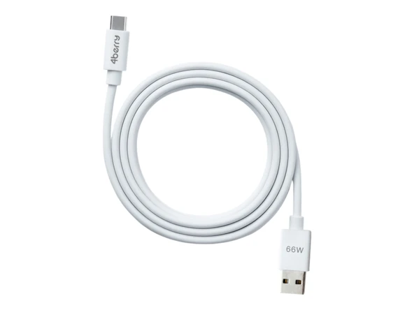 ECO-ACT Beyaz USB-A-C Kablo – 1.2 m, 66 W Hızlı Şarj, Dayanıklı Plastik Yapı - 1
