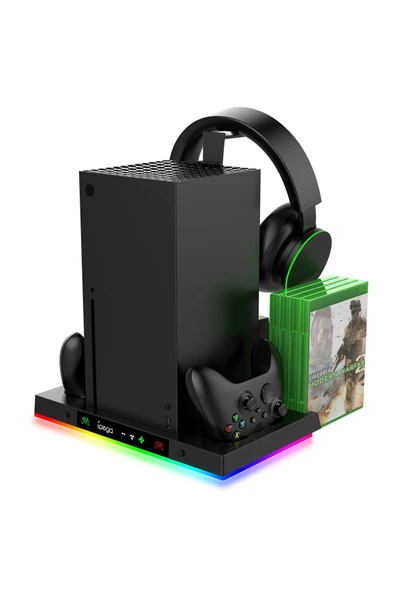 İpega PG-XBX023S XBOX Series X Multi Fonksiyonel RGB Işıklı Askılı Şarj İstasyonlu Soğutucu Stand - Resim 6