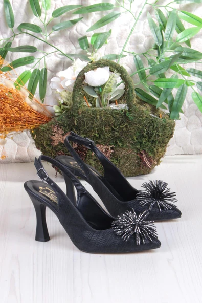 Fort 35389 Jena Simli Püskül Toka Detaylı Önü Kapalı Arkası Açık Topuklu Kadın Ayakkabı - Resim 5