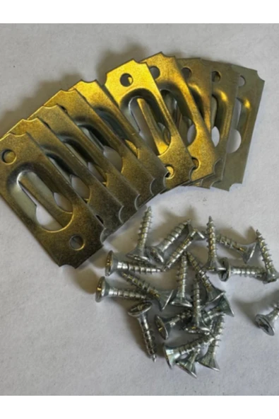 akçehome 10 Ad. Gizli Çerçeve Askısı Bombeli Dar Model - Metal Tablo Askı Aparatı - Vidalı Resim Asma Kancası - 3