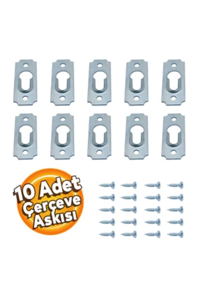 akçehome 10 Ad. Gizli Çerçeve Askısı Bombeli Dar Model - Metal Tablo Askı Aparatı - Vidalı Resim Asma Kancası - 1